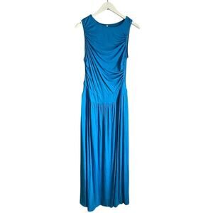 Halara Blue Ruched Maxi Dress NWT Tank Y2K Wedding Cocktail Casual Summer Large